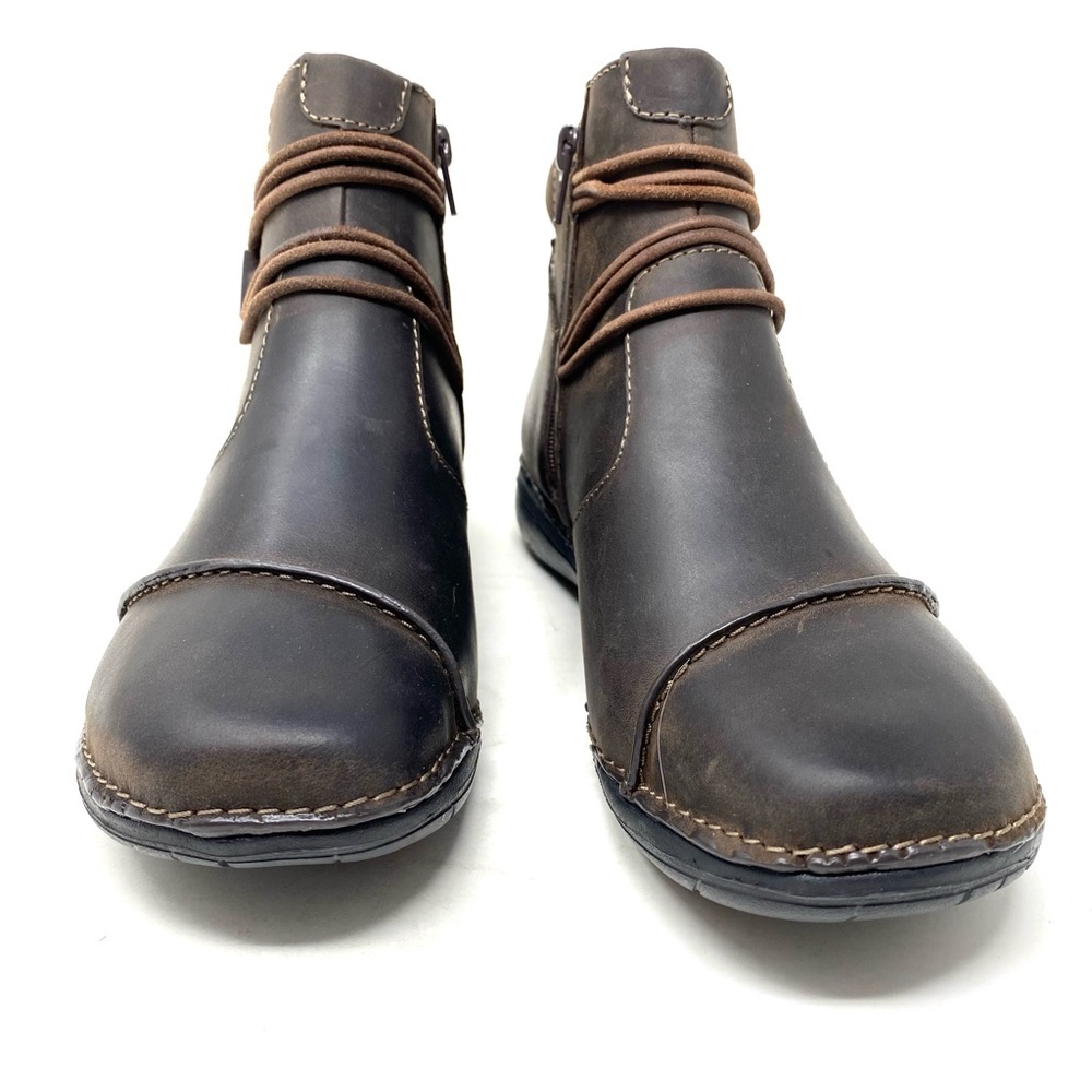 Clarks Un Loop Up Dark Brown Leather Wide Comfort Ankle Boot Side Zip - Picture 3 of 7